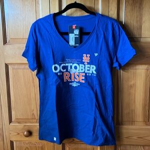 Fanatics NY Mets 2022 Post Season October Rise t-shirt V neck